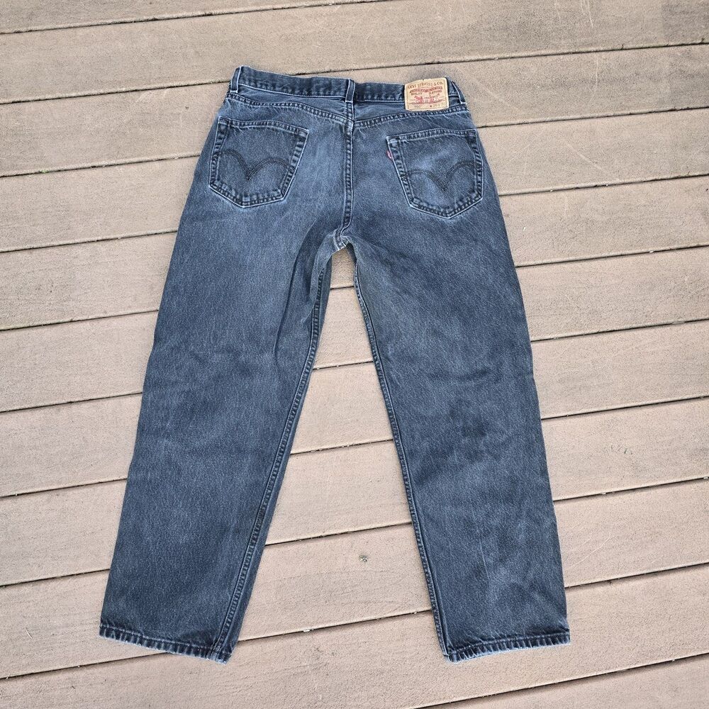 VTG Levi's 550 Relaxed Tapered Jeans Mens 36x30 Black Baggy Fit Y2K